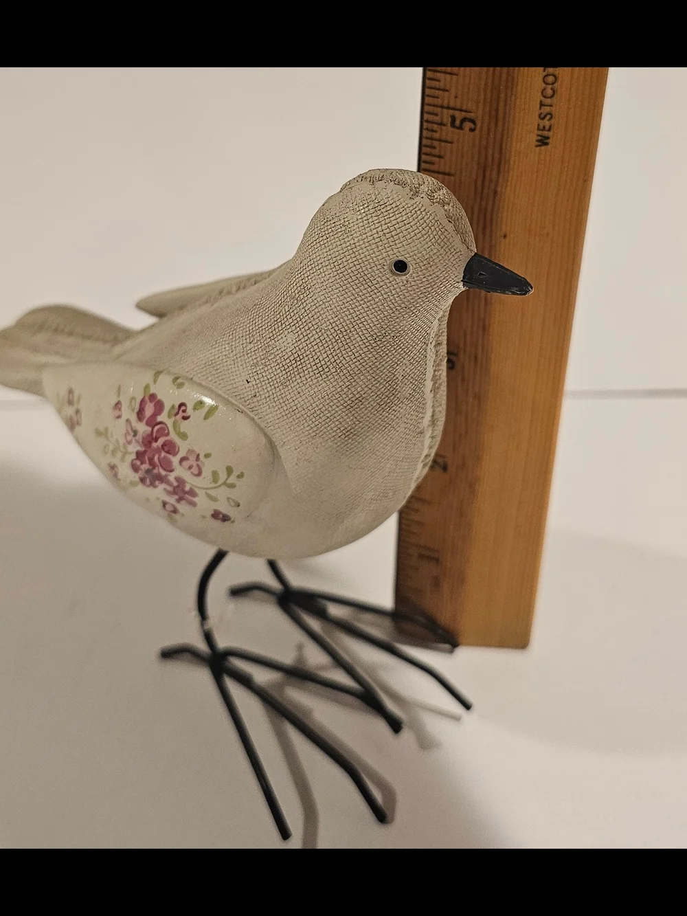 Melrose Decorative Cream Fabric Bird Figurine with Floral Wings